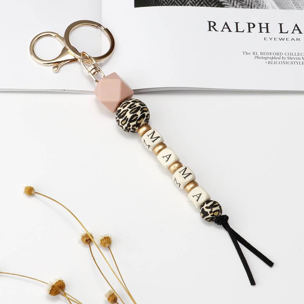 Wholesale Mother's Day Silicone Beads Wrist Keychain